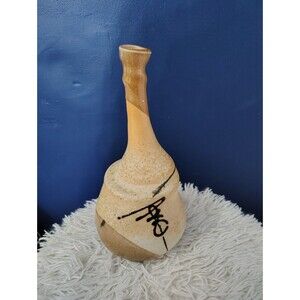 Vtg Signed Deborah Shapiro Art Pottery Brown Vase Crackle native